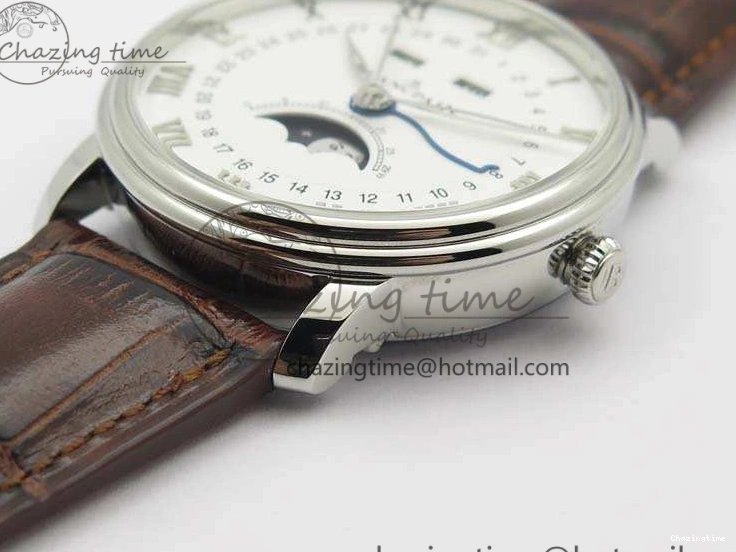 0416 FreshLook Villeret 6654 SS Complicated Function OMF 1:1 Best Edition White Dial On Brown Leather Strap A 8119